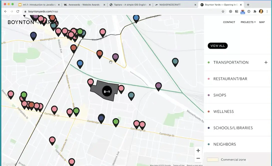 Boyntonyards website from awwwards.com, cont'd.