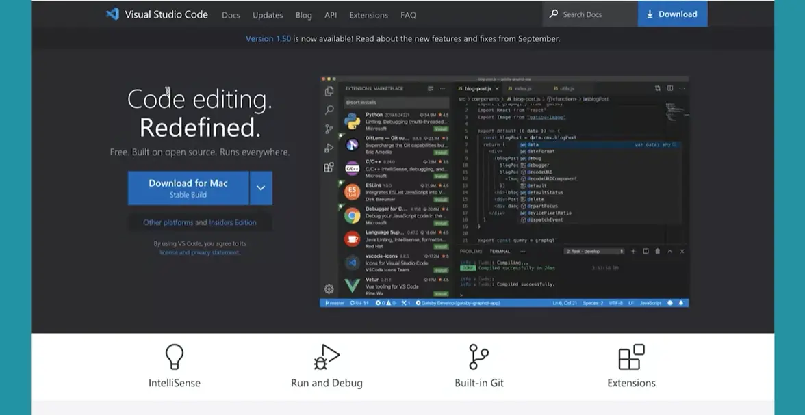 Visual Studio Code editor.