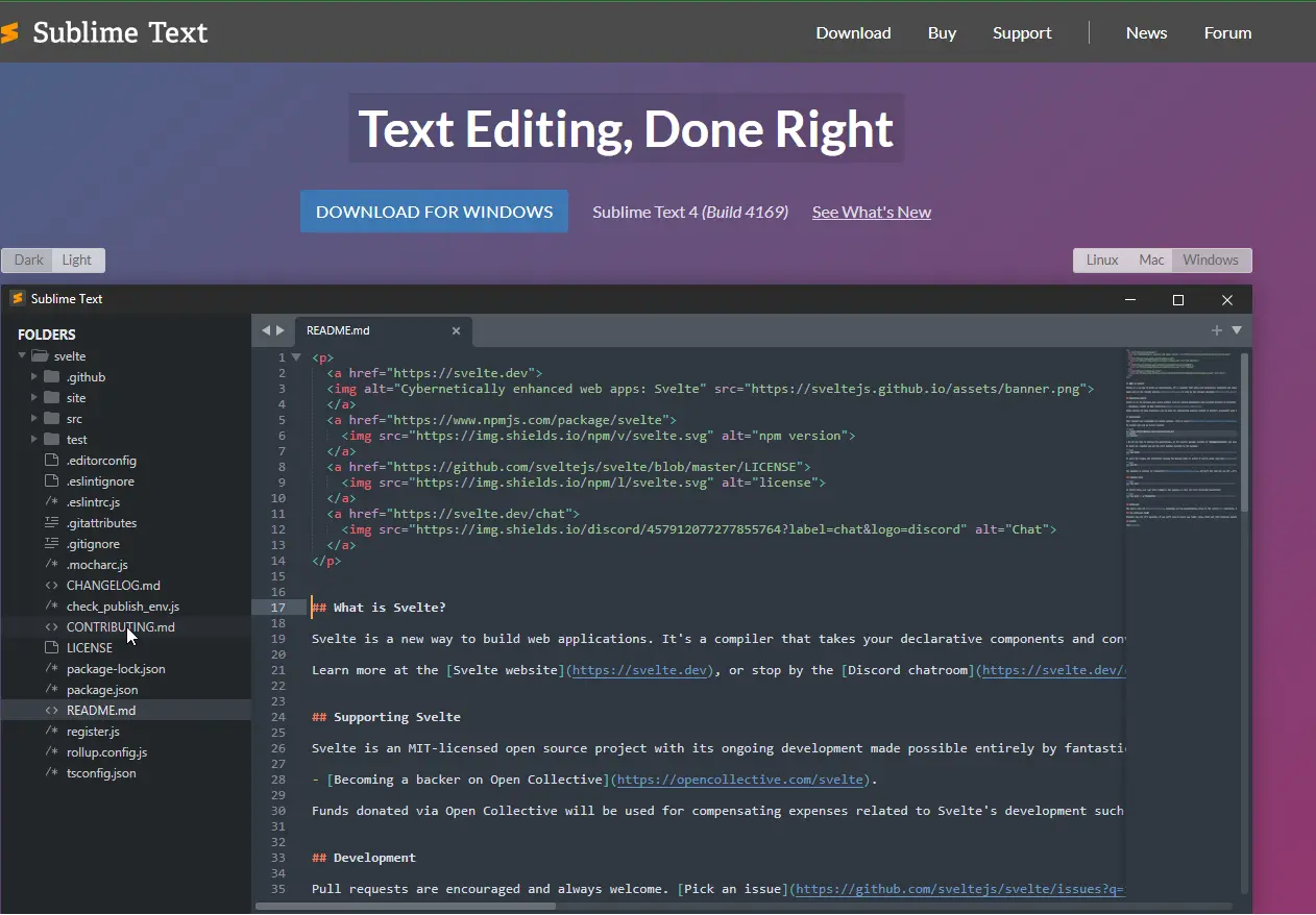 Sublime web text editor.