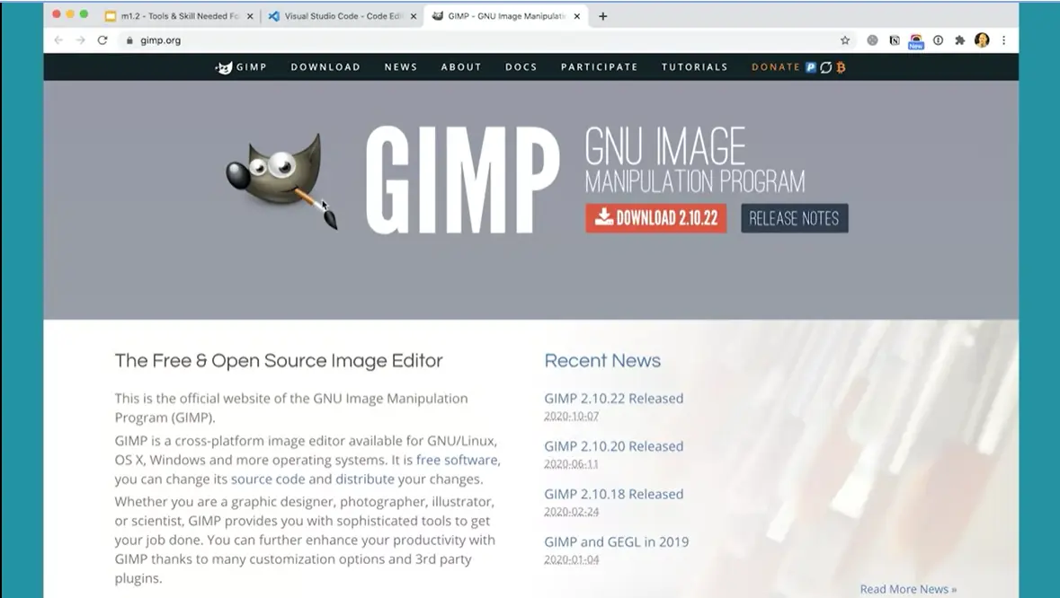 GIMP (GNU Image Manipulation Program) image editor.