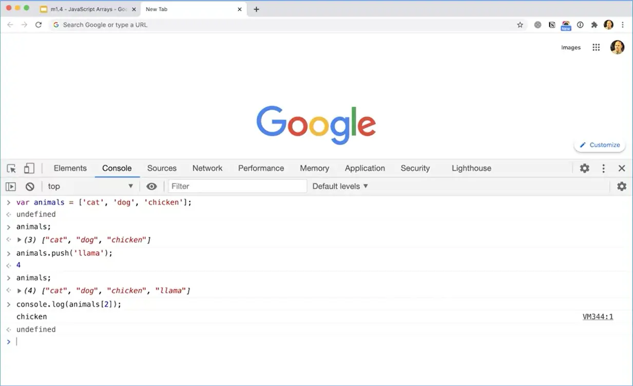 Example push array method.