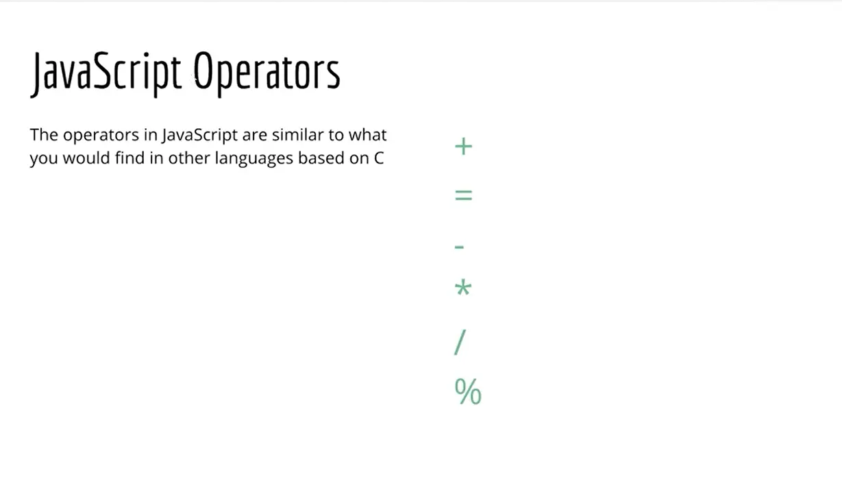 JavaScript Operators.