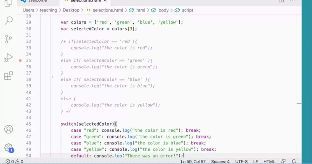 Example, switch/case statements.