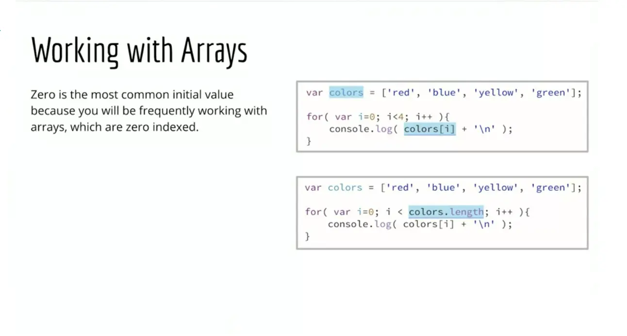 Examples, working with arrays.