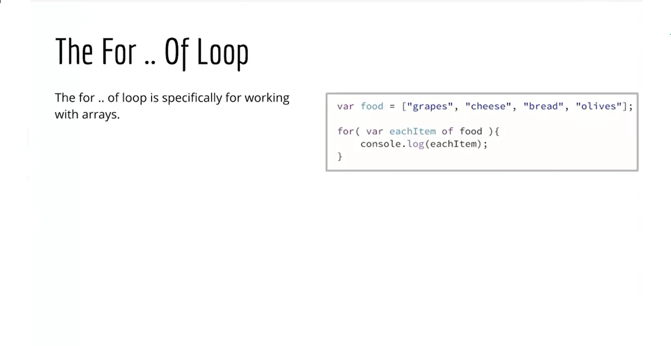 Example, for..of loop.