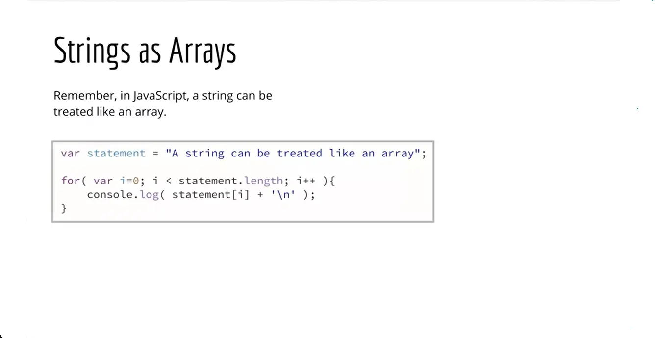 Example, strings as arrays.