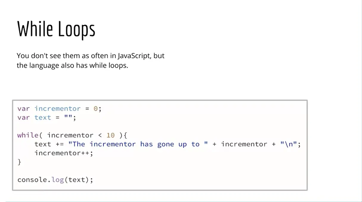 Same example, while loops.