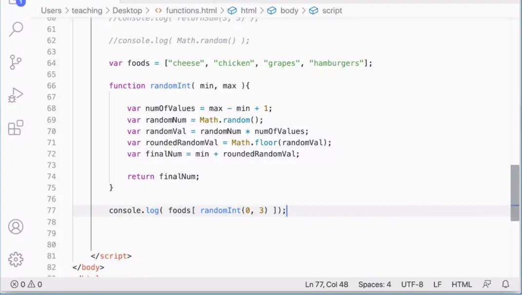 Select from array using random int.