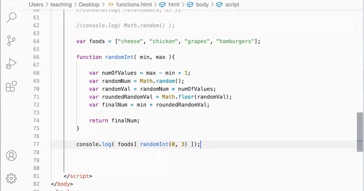 randomInt array with four options.