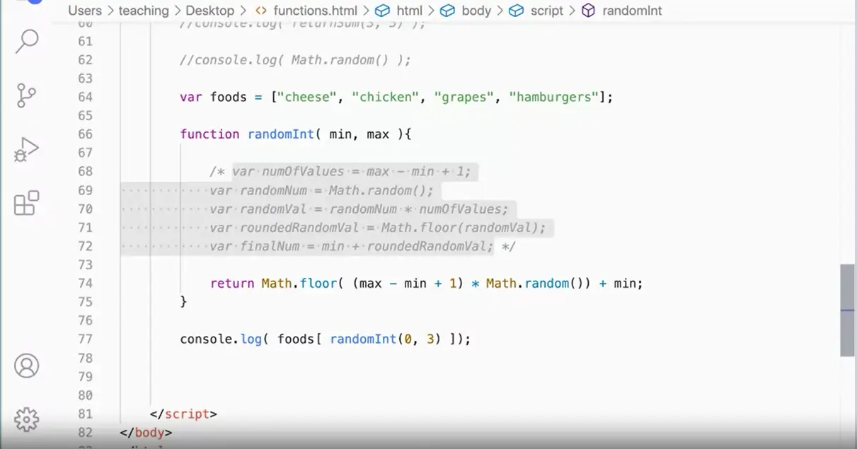 Refactor function randomInt.