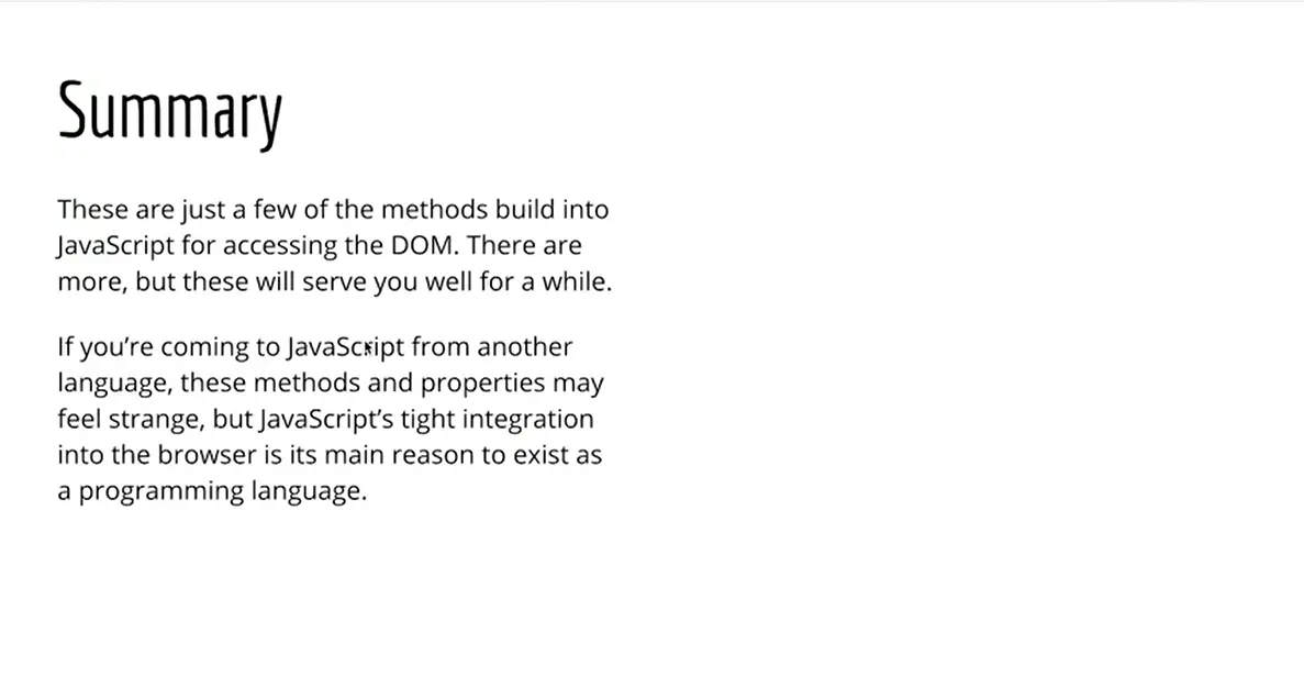 Summary, removeChild element method.