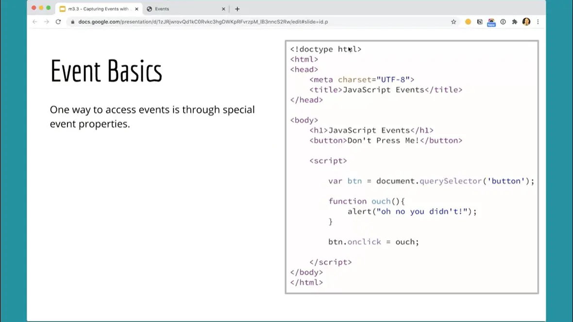 Example, Event Basics.