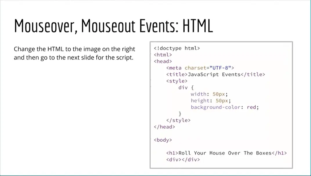 Example, Mouseover, Mouseover Events: HTML.