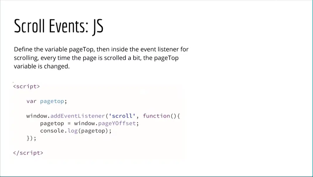 Example, Scroll Events: JS.