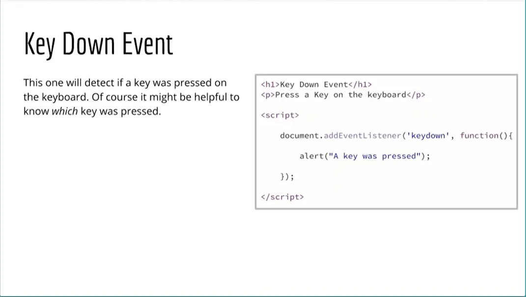 Example, Key Down Event.