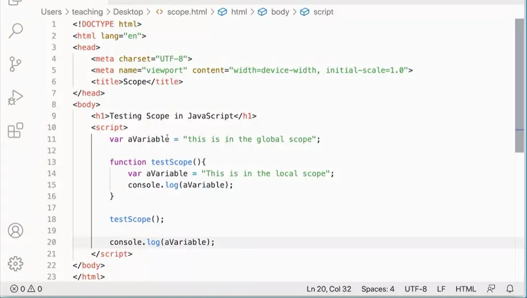 Define same named variable globally and locally.