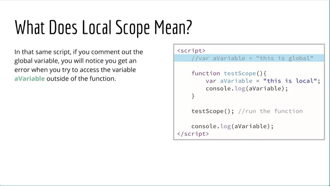 Example, what does local scope mean?