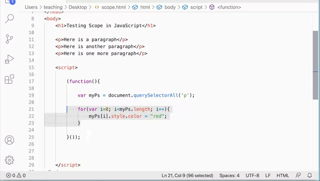 Define IIFE (Immediately Invoked Function Expression) with parentheses around function.