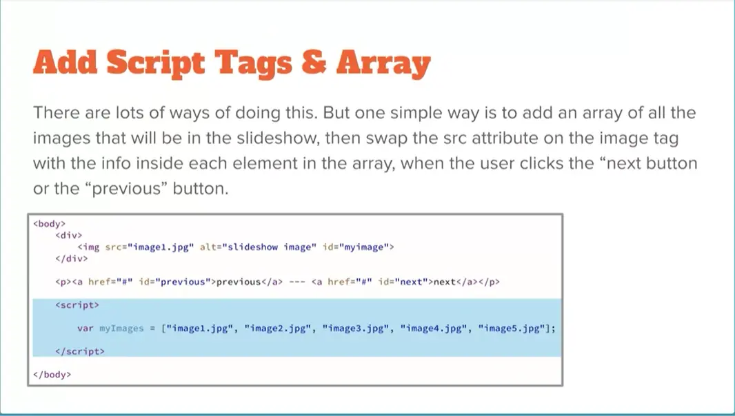 Example, Add Script Tags & Array.