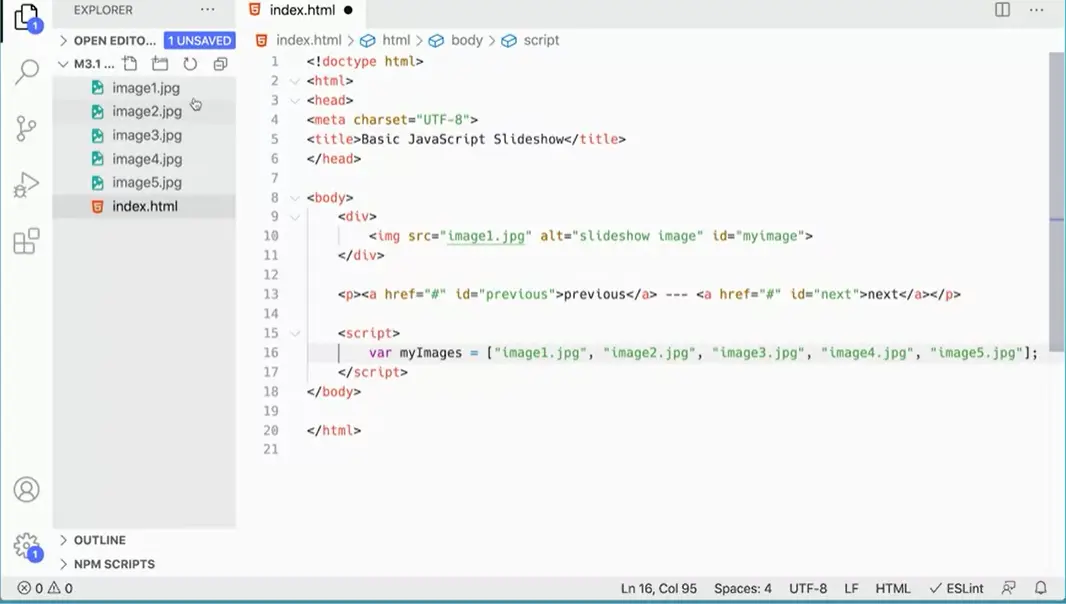 Define variable array myImages.