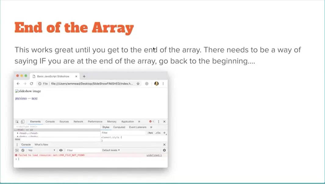 Example, End of the Array.