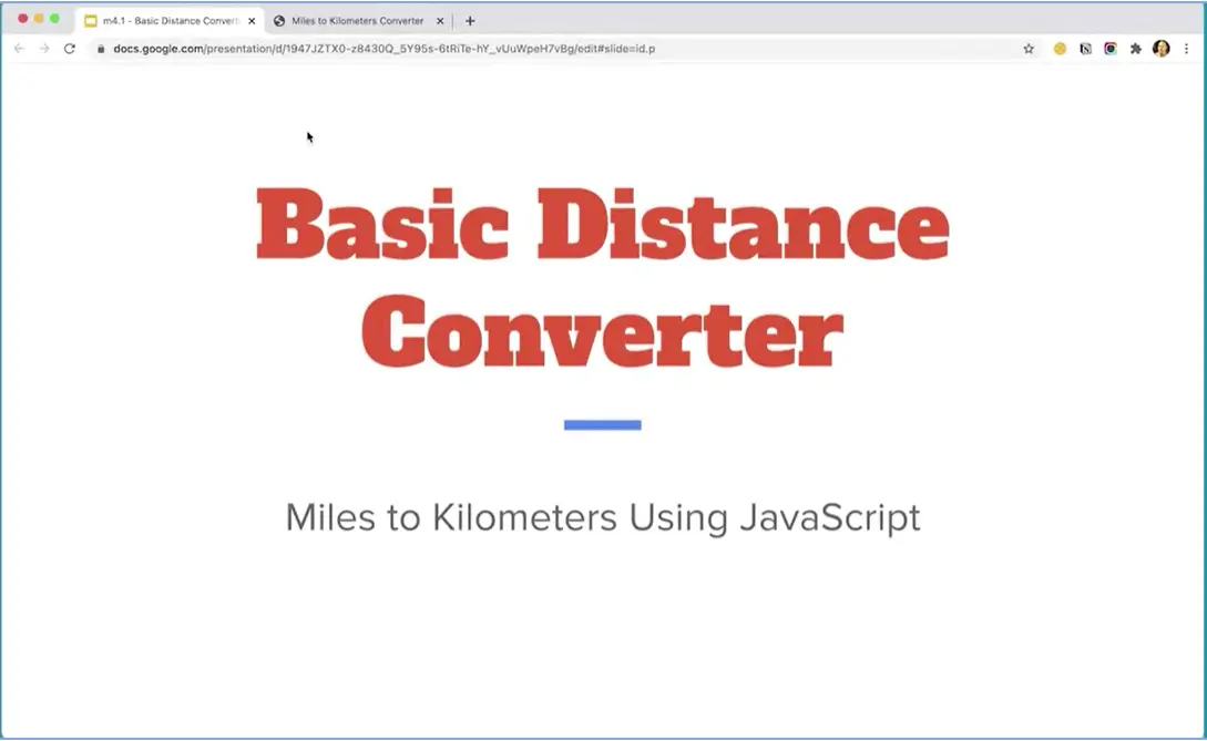 4.01 Basic Distance Converter (Miles to Kilometers).