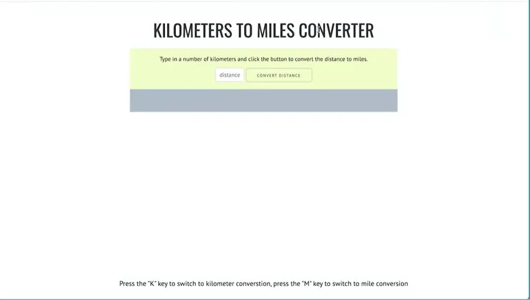 Sample, Kilometers to Miles Converter.