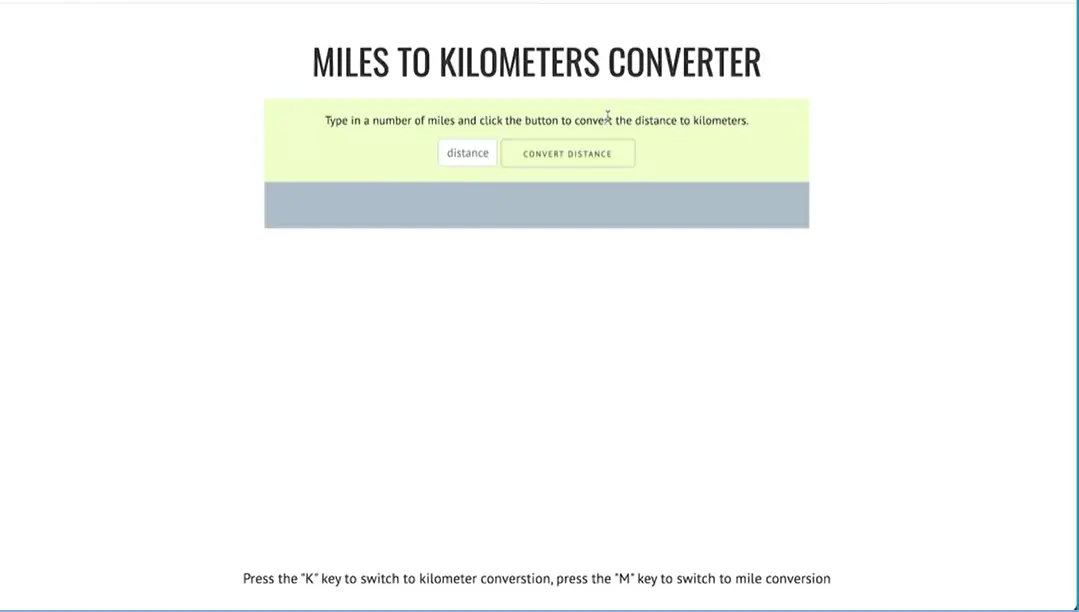 Test, 'M' key switches conversion to Miles.