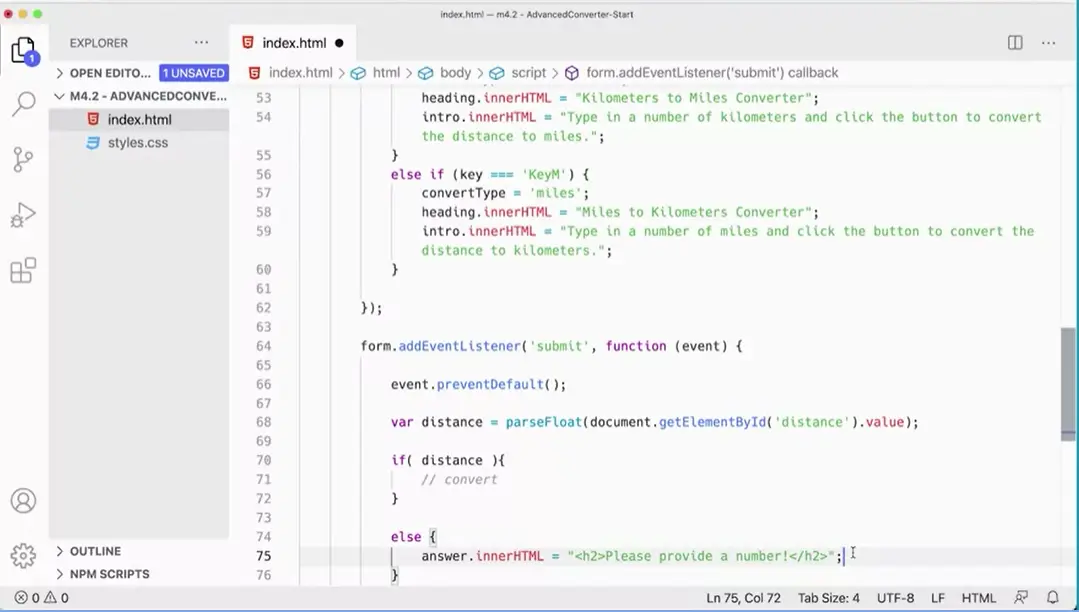 Verify a number is entered, otherwise answer.innerHTML gives error message.