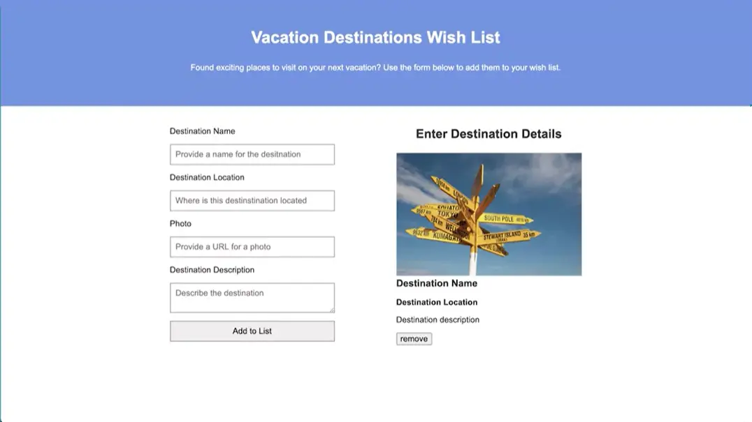 Vacation Destinations Wish List.