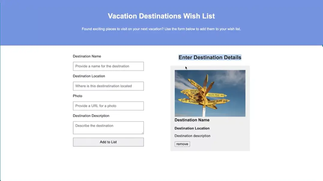 Vacation Destinations Wish List.