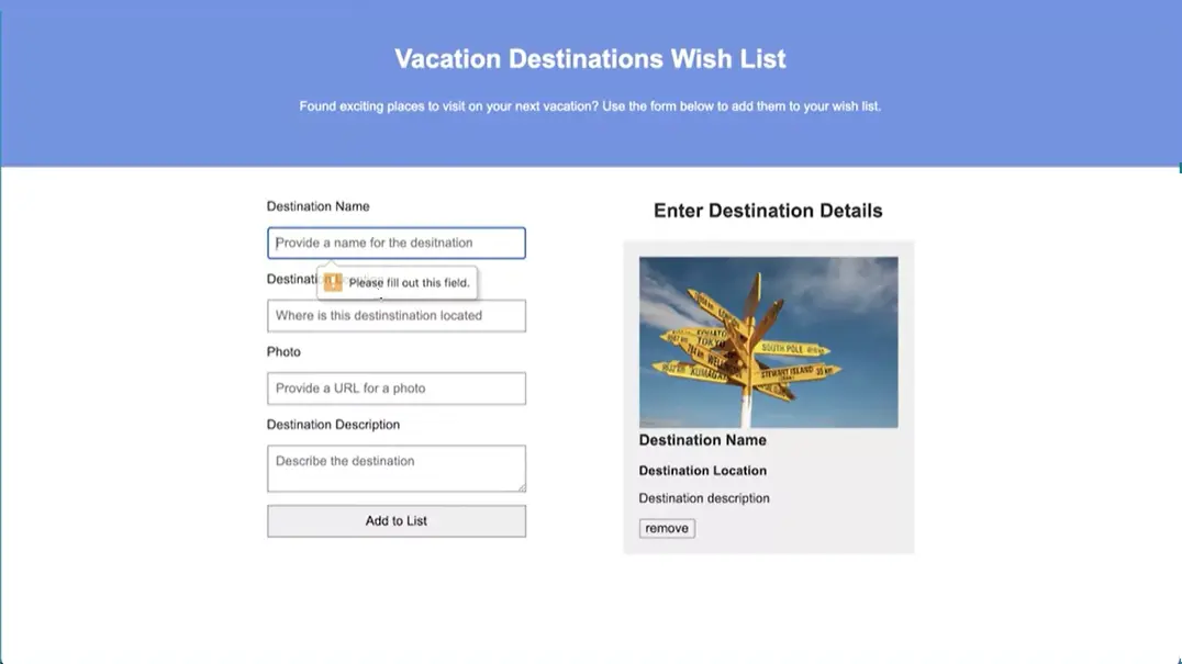 Vacation Destinations Wish List.