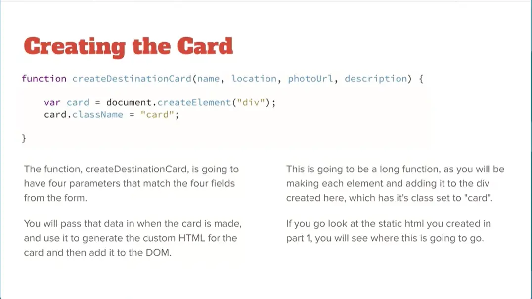 Example, Creating the Card.