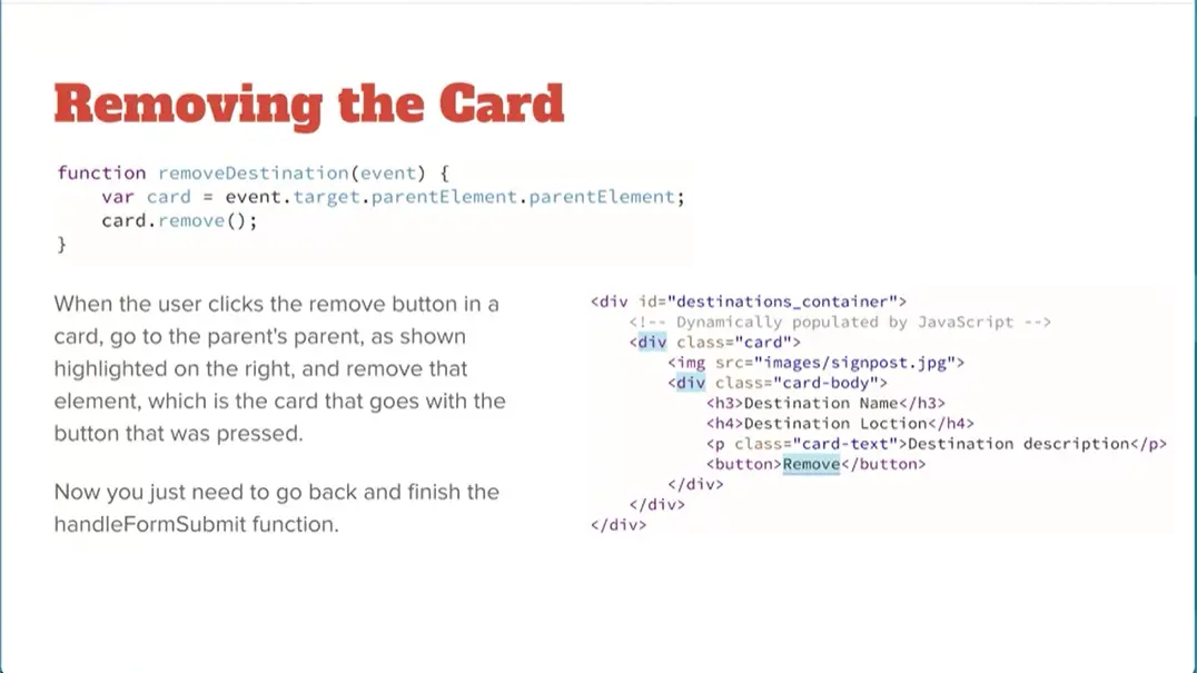 Example, Removing the Card.