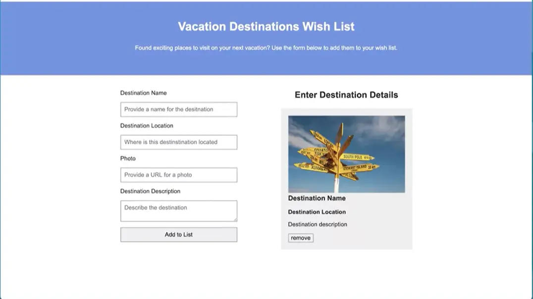 Vacation Destinations Wish List.