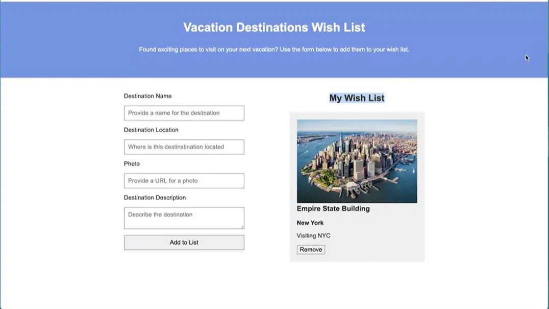 Vacation Destinations Wish List.